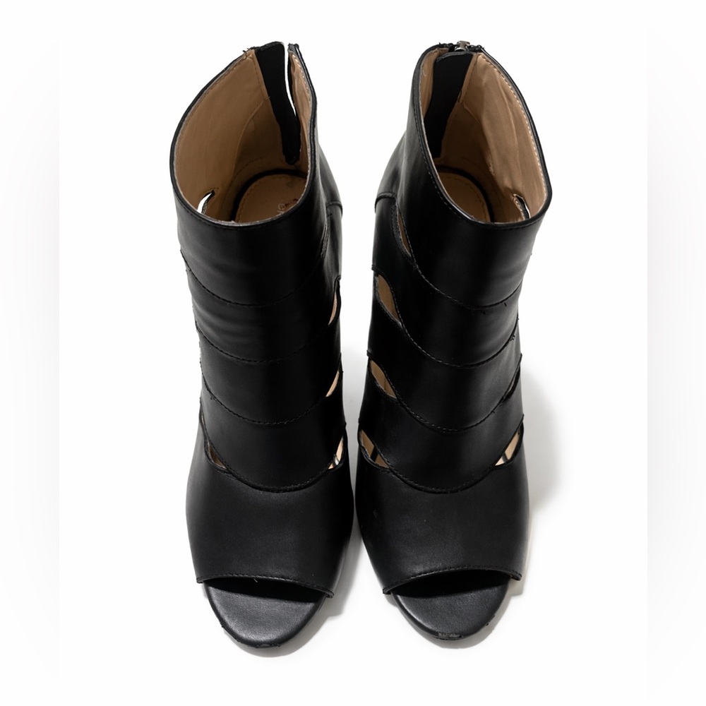 Adrienne Black Peep Toe Booties - Picture 2 of 3